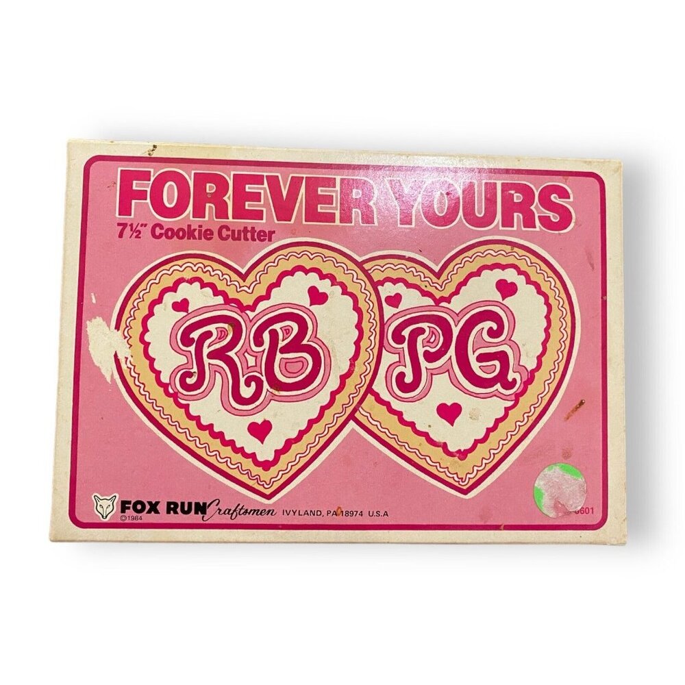 Vintage Aluminum Forever Yours 7 1/2" Double Hearts Cookie Cutter Set By Fox Run